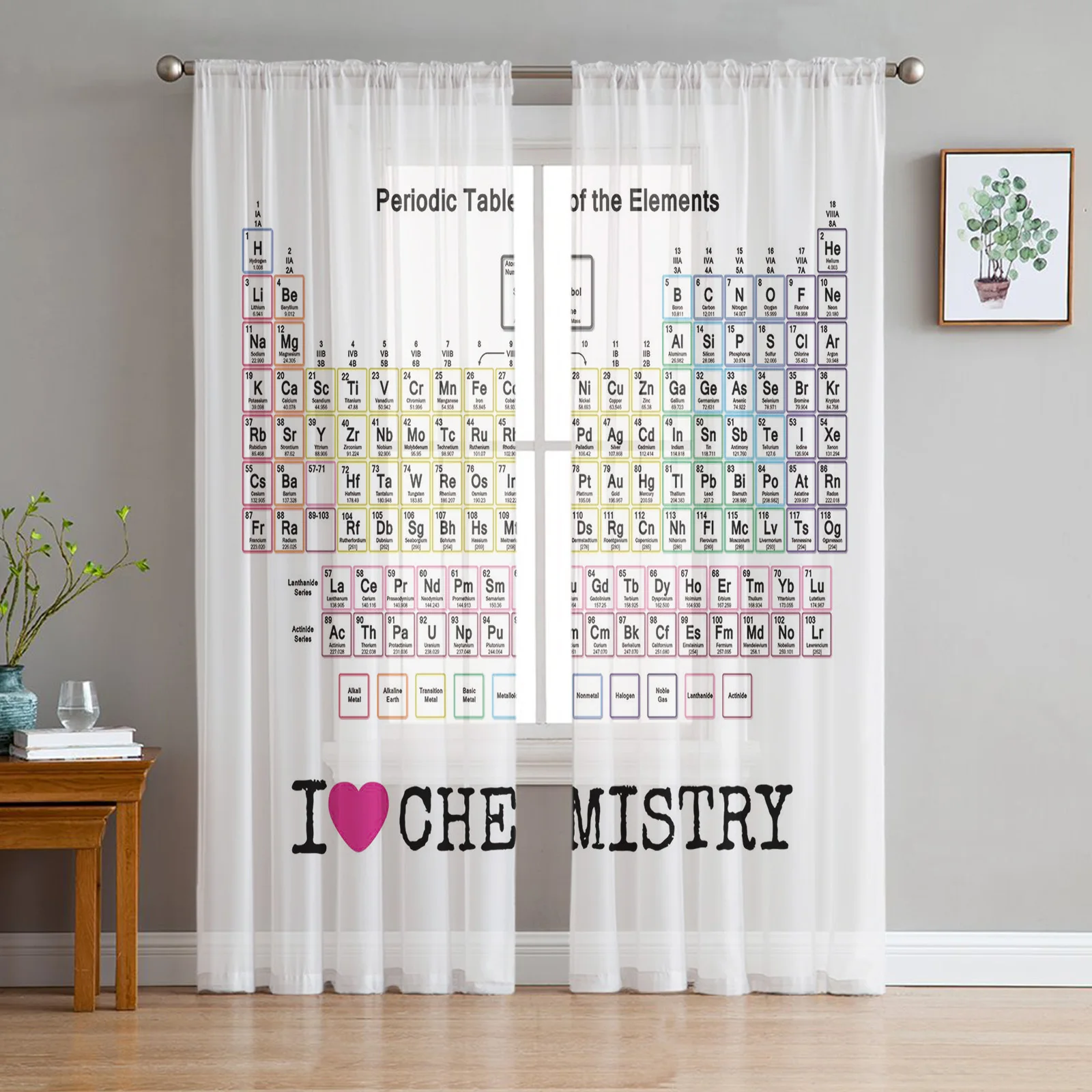 

Занавески из химической тюлевой ткани, периодические элементы, для гостиной, спальни, современные шторы из вуали для кухни, шифоновые прозр...