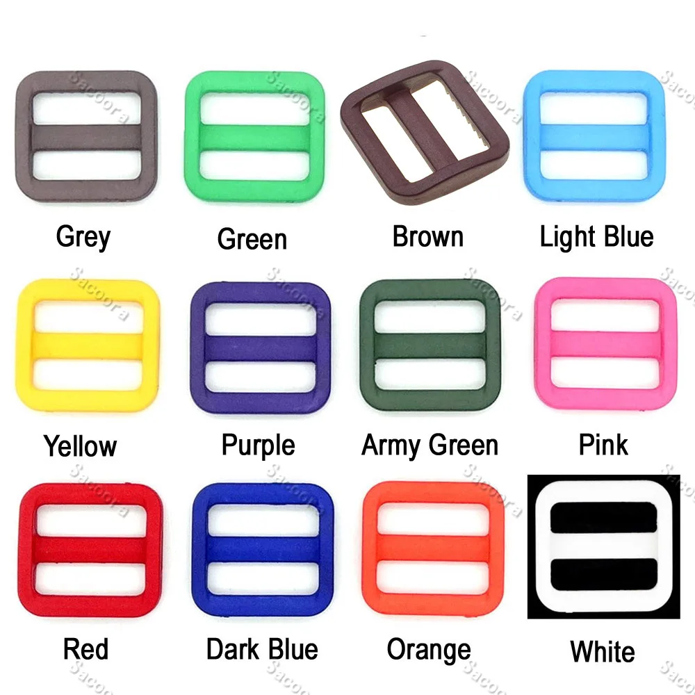 

12 шт./упак. 3/4 "Цветные триглиды Регулируемая пряжка для ошейника собаки ремень для рюкзака лямка 20 мм 12 цветов