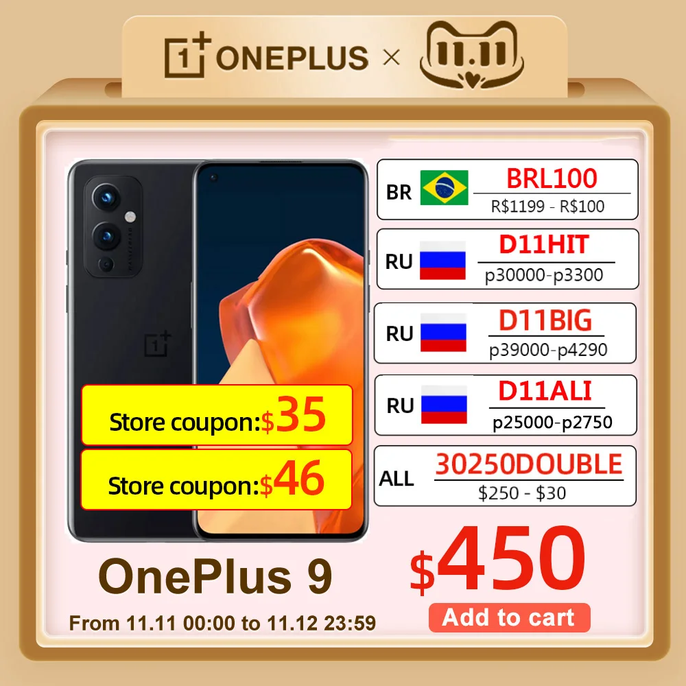 

Смартфон Global Rom OnePlus 9 5G, Snapdragon 888, Android 11, 6,55 дюйма, 4500 мАч, 120 Гц, Fluid AMOLED NFC OnePlus 9 мобильный телефон