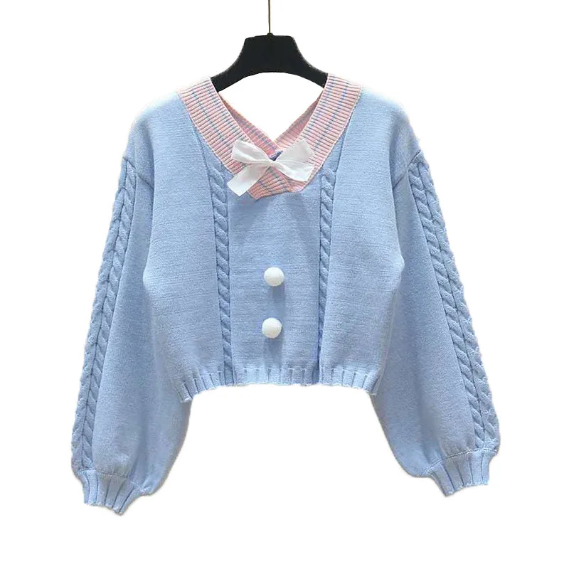 

little brief paragraph sweater female western style of new fund of 2020 autumn winters is joker bowknot v-neck sweater