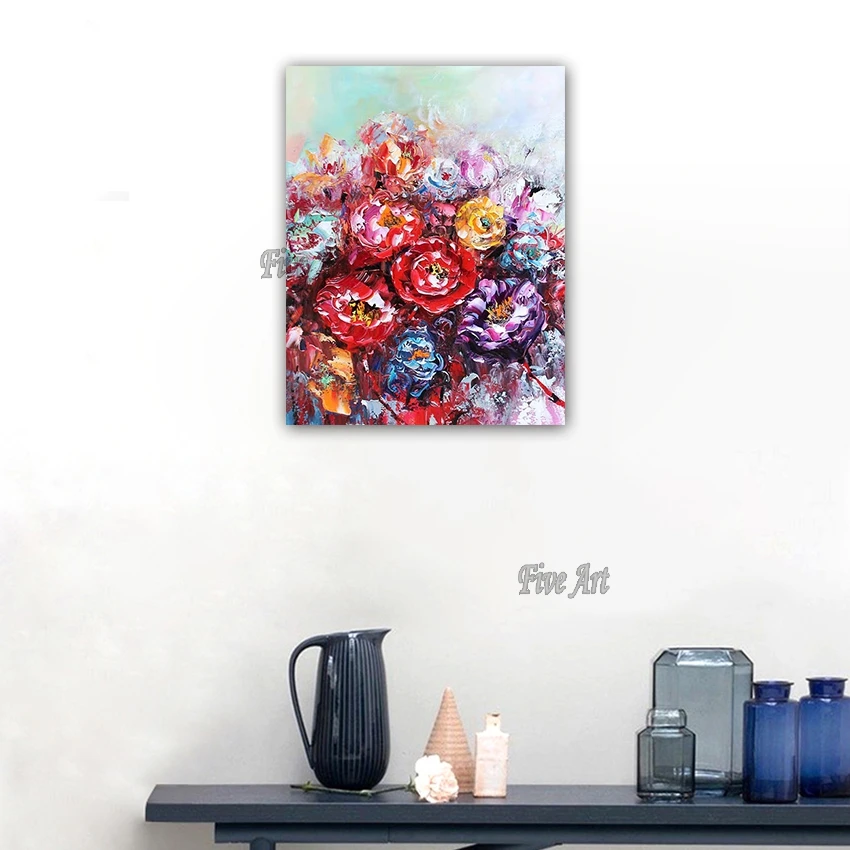 

Unframe Abstract Artwork Picture Handmade Rose Picture Oil Painting Canvas Wall Decor Artwork Canvas Modern Art For Living Room