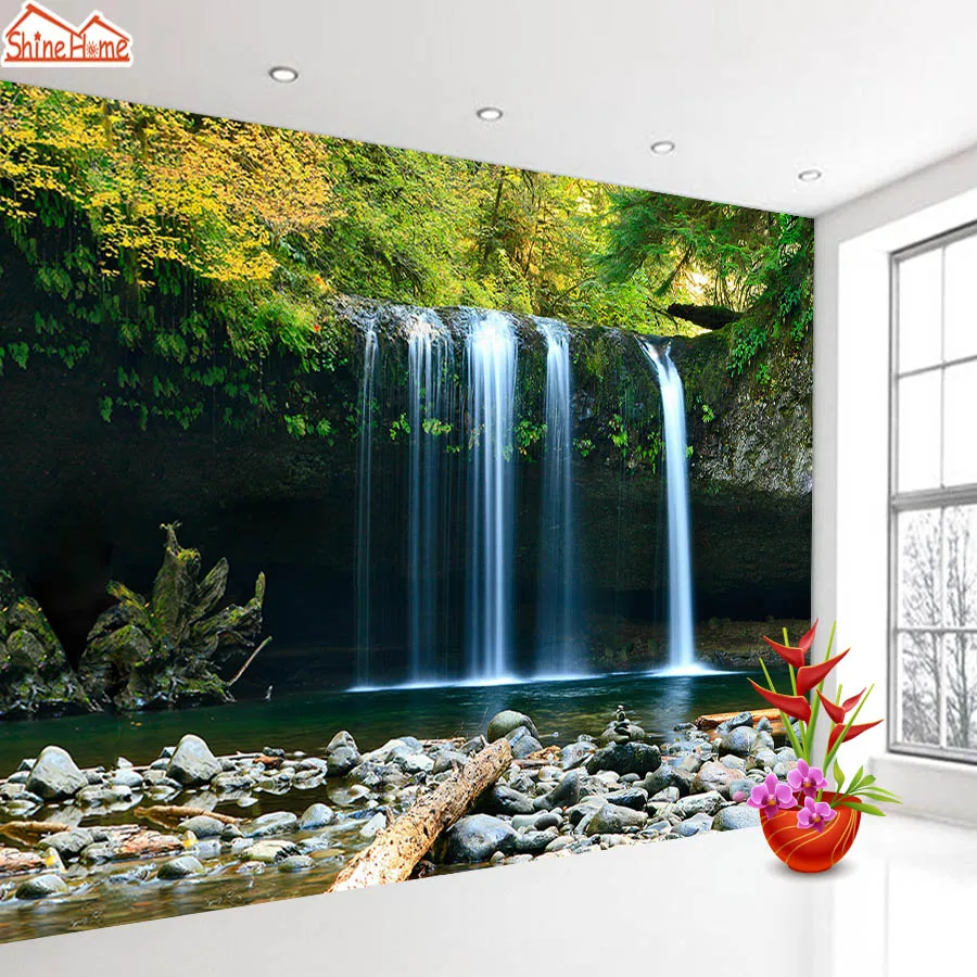 Nature 3d Photo Wallpaper Wallpapers for Living Room Mural Glitter Wall Papers Home Decor Vinyl Peel and Stick Murals Waterfall