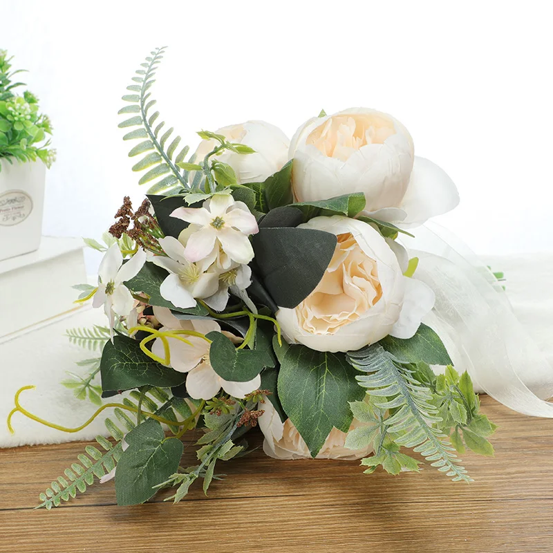 

Bride Holding Flowers Wedding Simulation Flowers Photo Props Wedding Photos Ins Wind Bridesmaid Bouquet