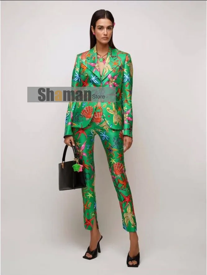 Luxury Design 2021 Runway High End 1:1 jacket women New Braned Starfish Shell Submarine Creature Print Long Sleeve girls blazer