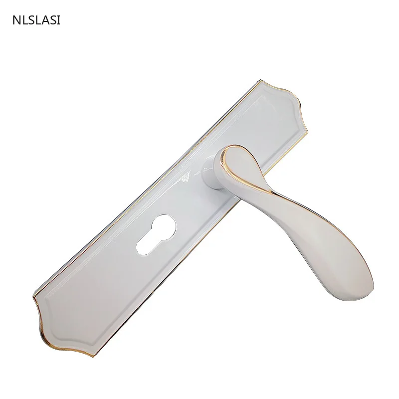 

Chinese style zinc alloy white indoor solid wood mute handle lock bedroom door lock hardware accessories bathroom door