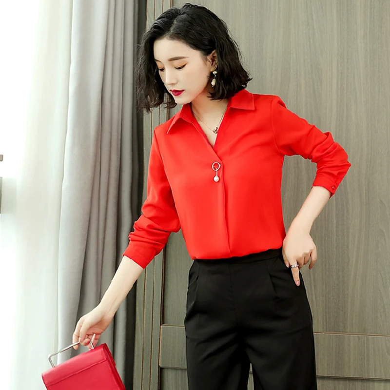 Новинка осень весна женские топы и блузки рубашки с длинным рукавом 2018