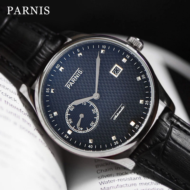 Часы мужские механические с автоподзаводом кожаным ремешком и календарем |