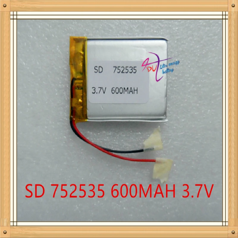 Литровый аккумулятор 3 7 В полимерный литиевый 752535 600 мАч обычная записывающая