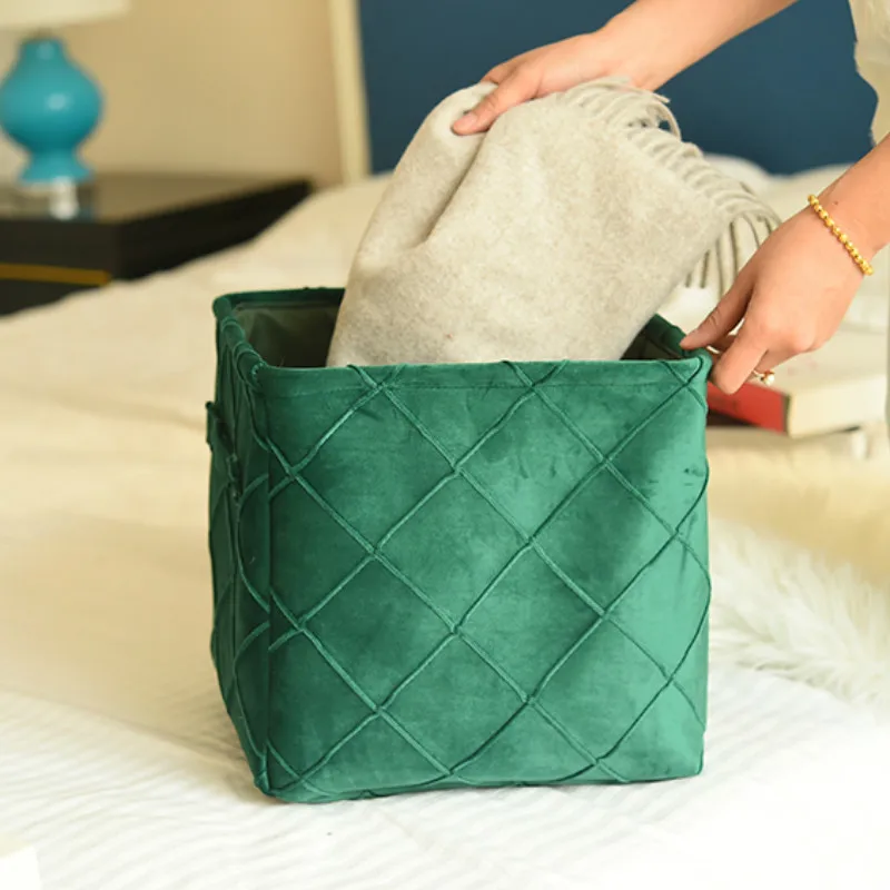 Бархатная корзина DUNXDECO органайзер для хранения одежды и игрушек современный