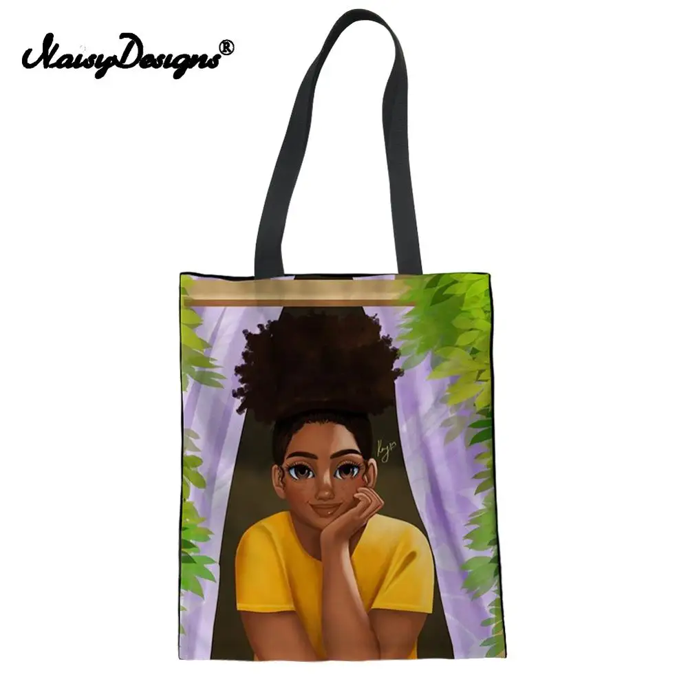 2019 черные женские сумки для покупок в стиле афро женщин Льняная сумка тоут