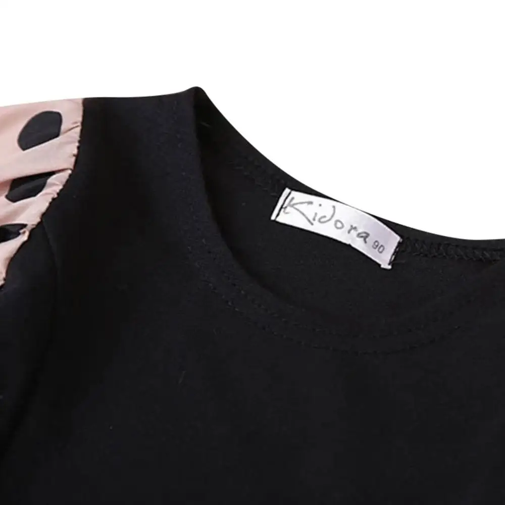 

New Autumn Casual Dress Baby Girls Polka Dot Print Long Flare Sleeve Bowknot Design Kids Princess Dresses