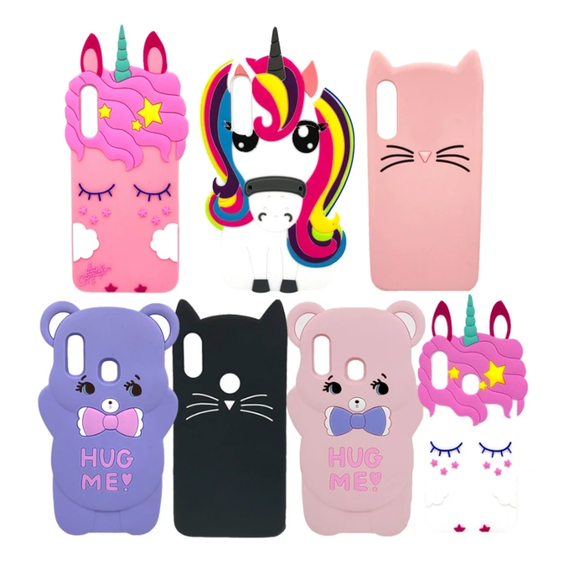 For Samsung A50 A30 A20 Case 2019 Soft Silicone Cartoon Bear Cat Unicorn Back Cover Cute Phone Bag For Samsung Galaxy A 50 30 20
