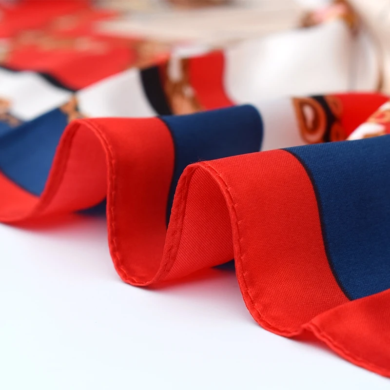 Модный женский шарф роскошного бренда синие полосатые цепочки с принтом хиджаб