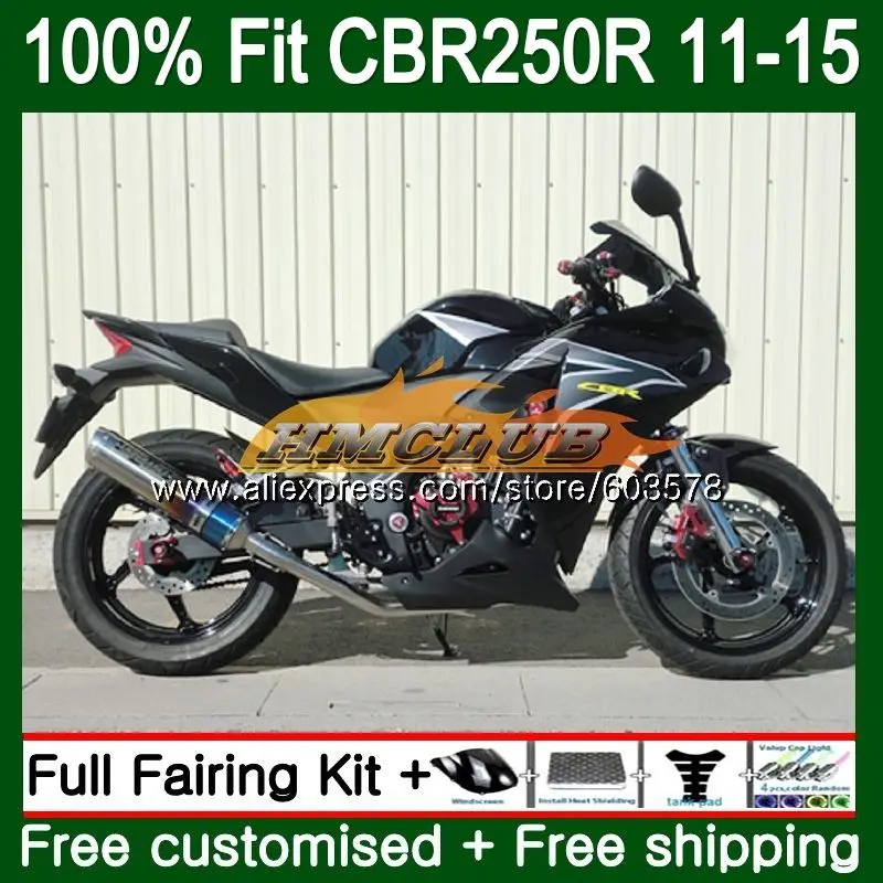Инъекция для HONDA CBR250R MC41 2011 2012 2013 2014 2015 глянцевый черный 91CL.62 CBR250 R CBR 250R 250 11 12 13 14 15
