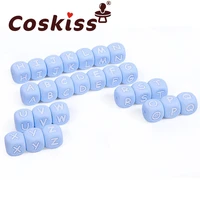 coskiss 10pcs blue letter silicone beads baby silicone teether food grade silicone letter beads baby toys beading diy