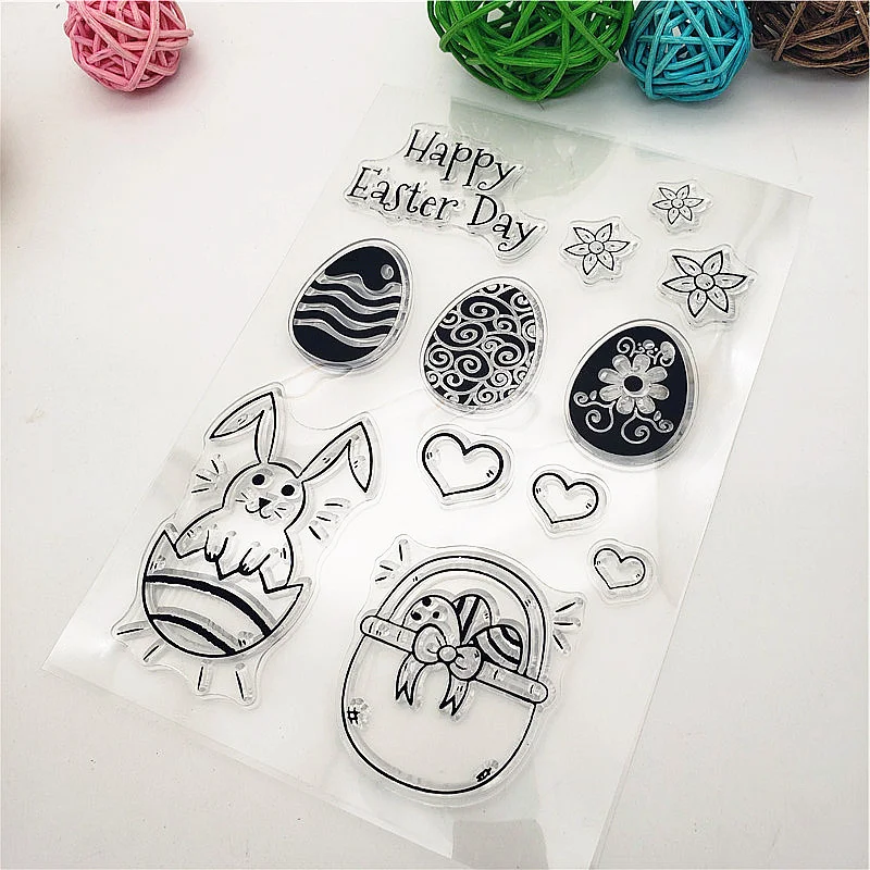 

Rabbit Eggs Clear Stamps Transparent Seal 11x16cm Silicone Seal TPR Halloween Roller stamps DIY Scrapbooking Cards