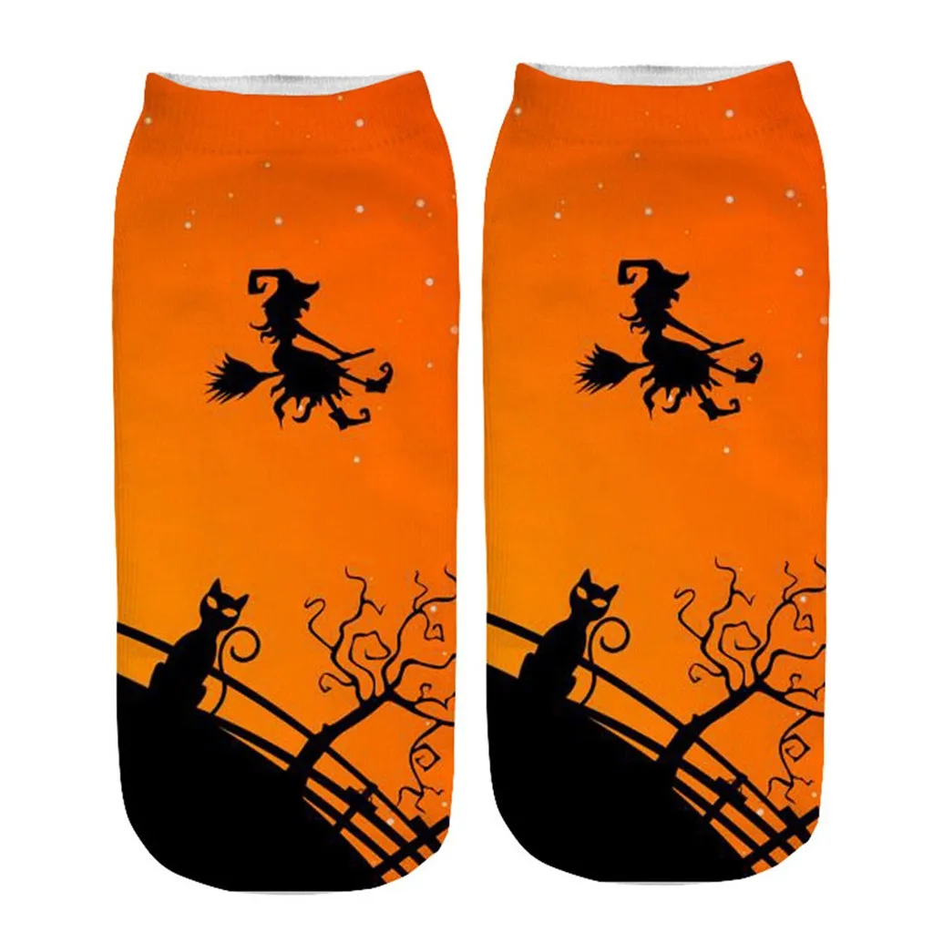Новые женские 3D печатные носки Хэллоуин Забавный Тыква носок в виде фонаря