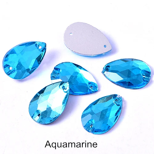 Aquamarine 6 размеров стеклянная Каплевидная форма пришить на Стразы Красочные пришивные камни с плоским основанием одежда для одежды Ювелирные изделия для одежды B1286 - Цвет: Aquamarine