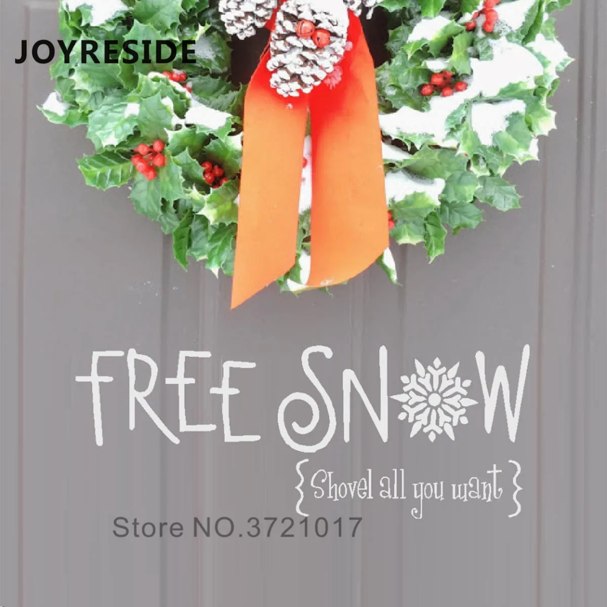 Бесплатная Рождественская Наклейка на стену со снежными надписями настенные