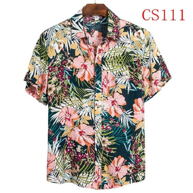 Рубашка мужская с принтом Гавайская Повседневная Блузка на одной пуговице