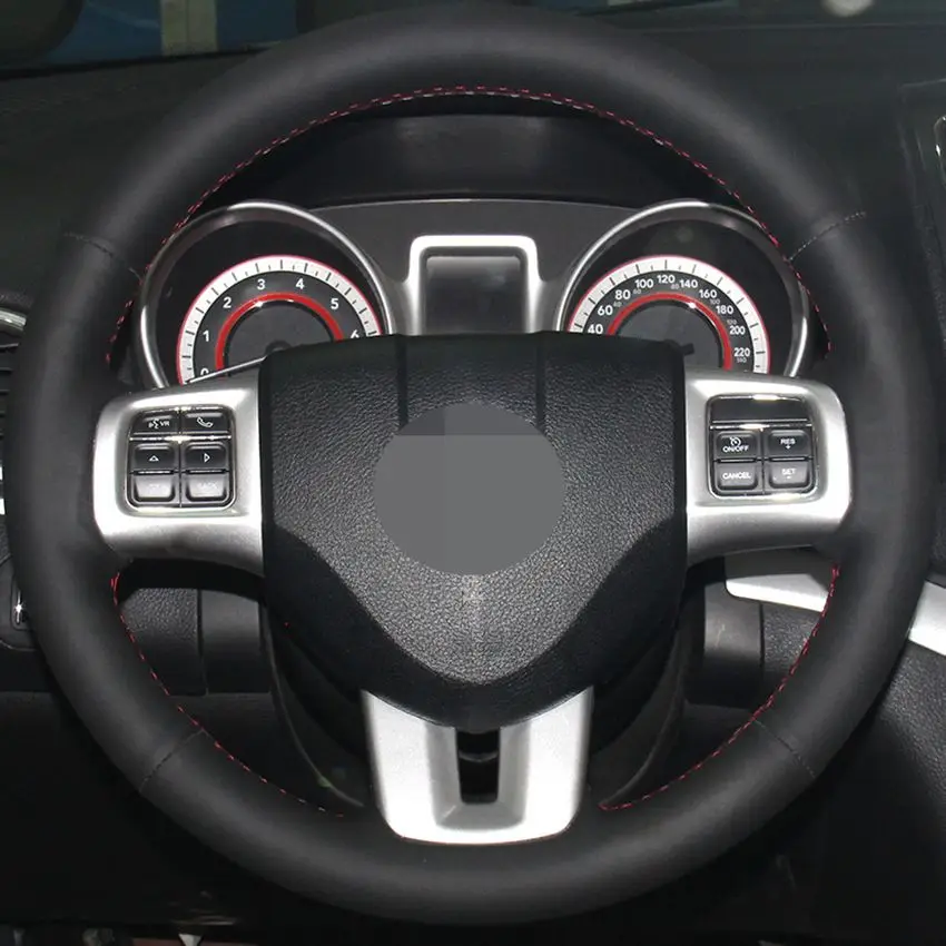 DIY черная искусственная кожа ручной сшитый автомобильный чехол на руль для Dodge большой караван путешествие Мститель Дуранго