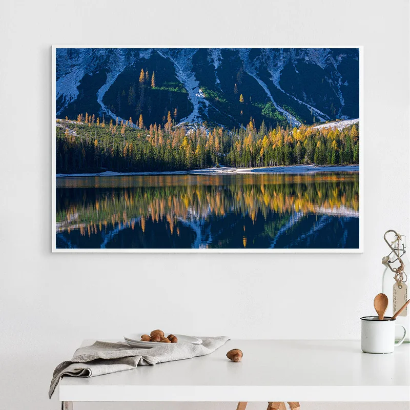 

Modern Lake Forest Mountain Canvas Poster Landscape Picture Poster Scenery Nature Canvas Wall Art Print Painting Nordic Decor