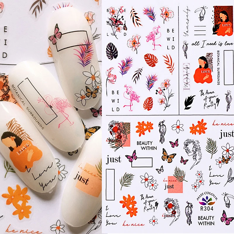 Изображение лица абстрактные наклейки картинок девушек Переводные 3D цветы