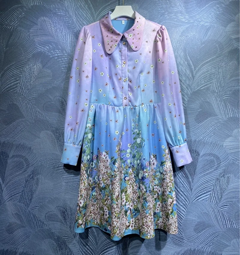 

Женское платье с длинным рукавом и отложным воротником, размеры до XL