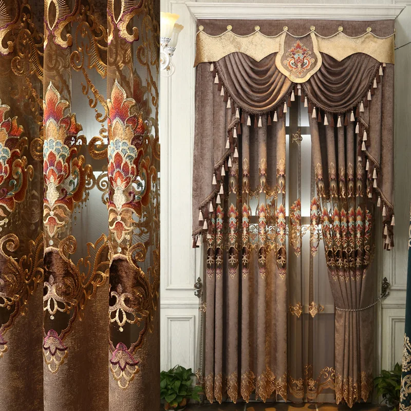 

European relief and fresh printed cloth curtain curtain of sitting room bedroom study villa