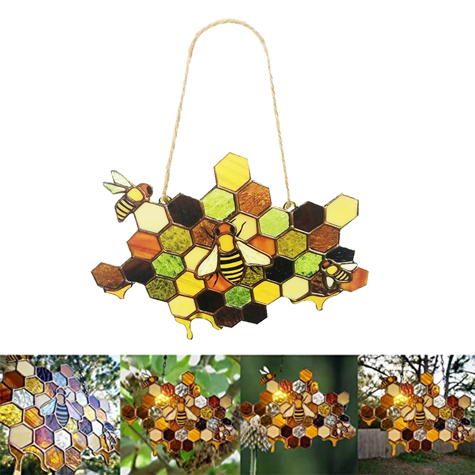 

Honeycomb Art ing Ornament Wall Decor Spring Patio Farmhouse Kitchen Home Yard ing Decor Wall Sculpture Wind Chimes