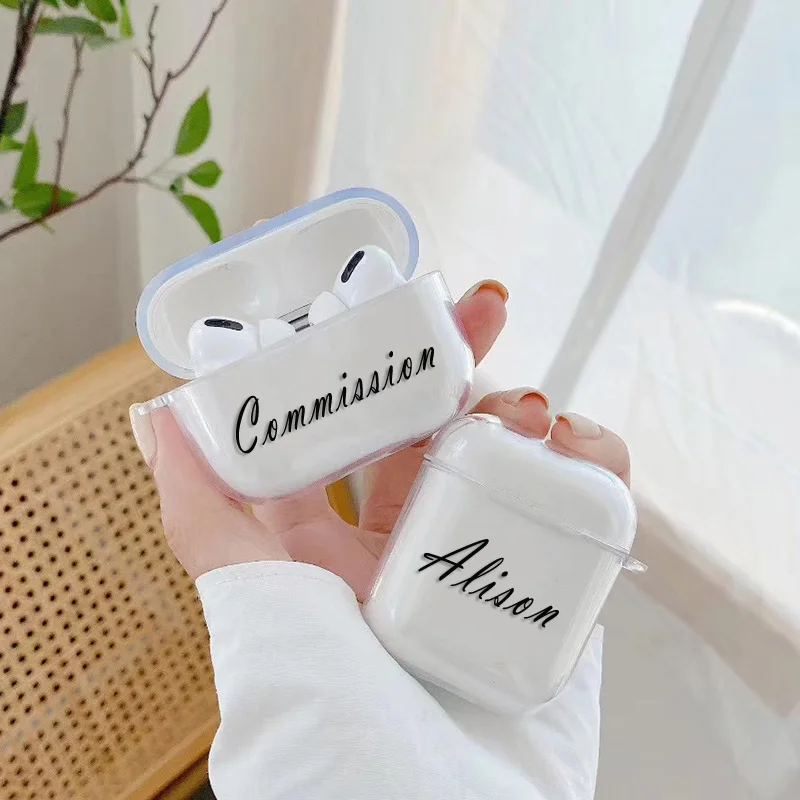 Мягкий силиконовый чехол на заказ с именем/текстом для Air Pods 2 1 s Bluetooth Airpod Pro Чехол