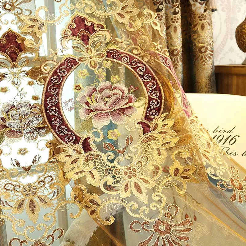 Роскошные занавески в европейском стиле Королевского золотого цвета для женской