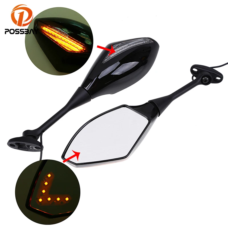 Светодиодные зеркала заднего вида POSSBAY для мотоцикла Honda CBR600RR 2003-2008 CBR1000RR 2004-2008 со