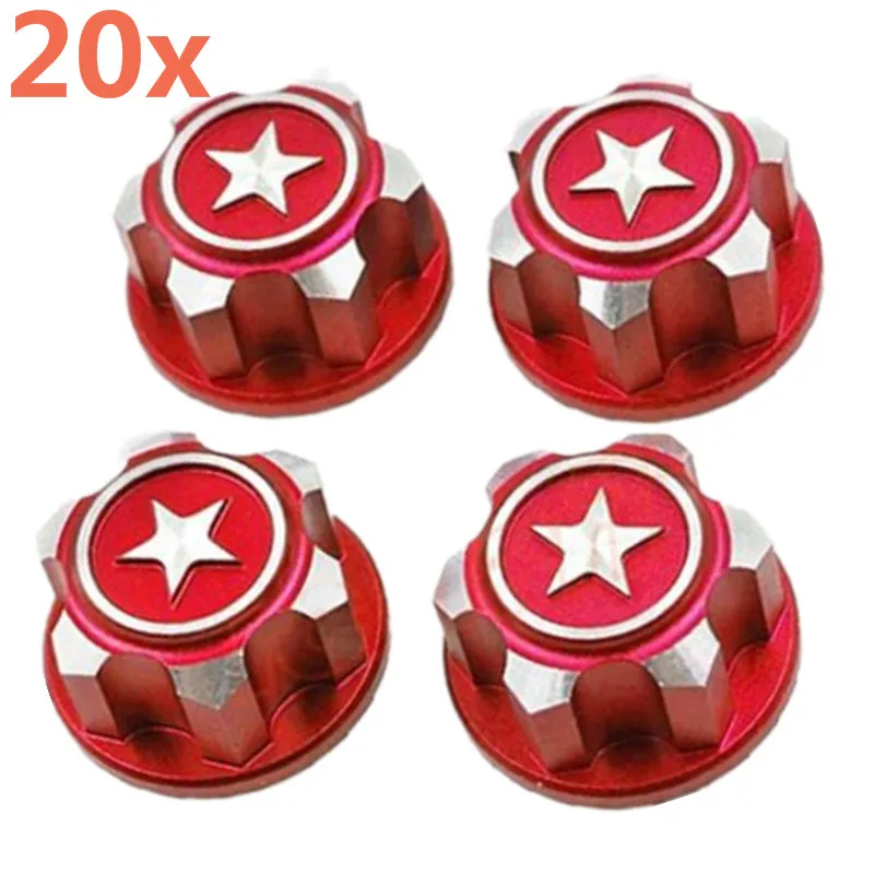 

20Pieces RC Cars Aluminum 17mm Dustproof Non-slip Anti-Skid Hex Wheel Nuts For 1/8 TRX X-Maxx Summit E-Revo Buggy CNC