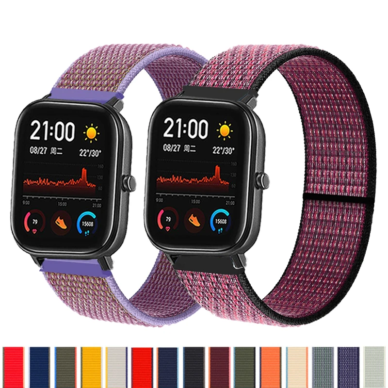 

Ремешок для Amazfit GTS 2 Mini 2e, нейлоновый браслет с петлей для GTS2 GTR 42 мм/47 мм GTR2/2e, браслет для Amazfit bip/pace, 20 мм/22 мм