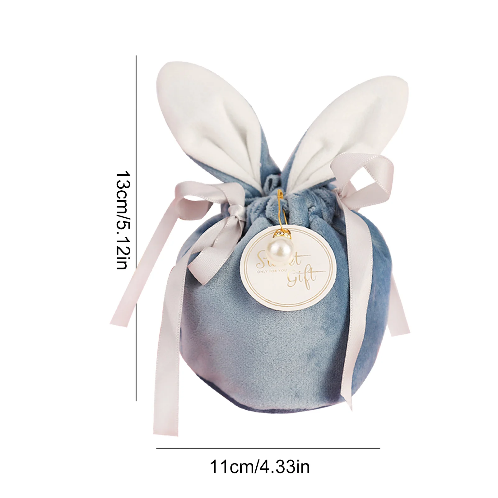 

5PCS Cartoon Rabbit Ears Velvet Bags Baking Easter Candy Cookie Packaging Bag Happy Easter Party Self-Adhesive Gift Bag