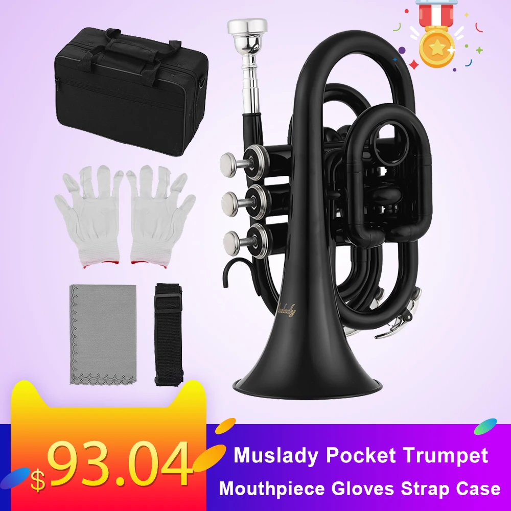 Muslady Pocket Bb Труба плоский латунный золотой окрашенный изысканный прочный