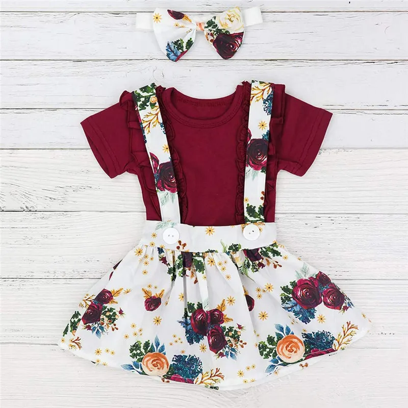 Одежда для маленьких девочек комбинезон с длинными рукавами + юбка на подтяжках