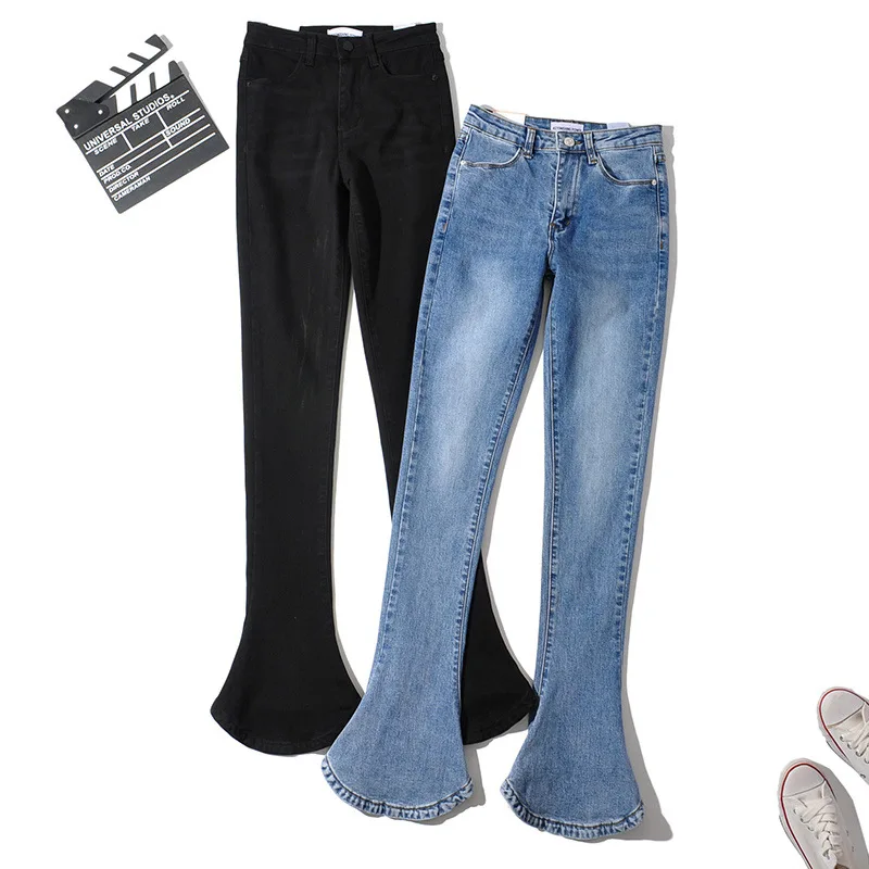 

Black jeans women 2021 vintage flare jeans spring high waist pants fashion streetwear women mom jeans korean trousers ladies
