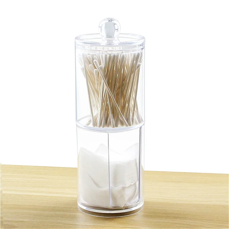 Acrylic Multifunctional Round Qtip Container Cosmetic Makeup Cotton Pad Organizer Jewelry Storage Box Holder and Candy Jars |