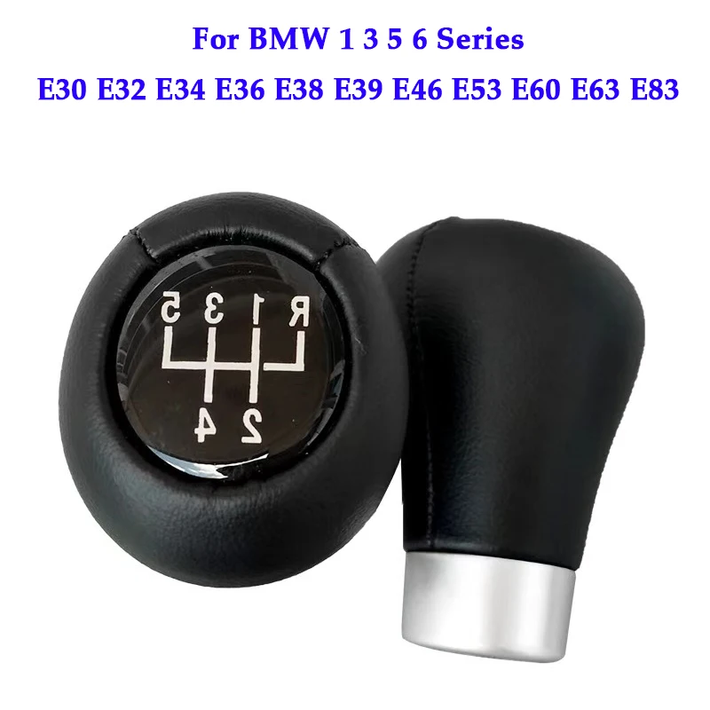 

Car Gear Shift Knobs For BMW 1 3 5 6 Series E30 E32 E34 E36 E38 E39 E46 E53 E60 E63 E83 5 Speed 6 Gear Shifter With Real Leather
