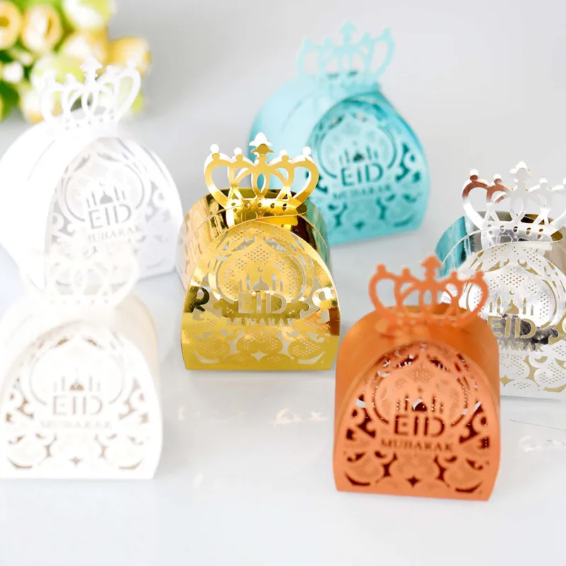 

10/20pcs EID Mubarak Chocolate Candy Box Cookie Gift Packaging Boxes Bag Ramadan Kareem Decoration Islamic Muslim Party Supplies