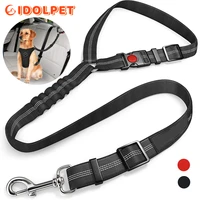 pet car seat belt restraint adjustable puppy safety elastic bungee connect dog harness in vehicle travel dog reflective leash