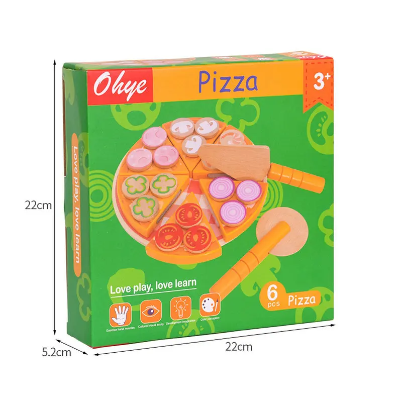 

Wood Fake Food Cutting Pizza Game Pretend Play Kitchen Set for Kids Children Educational Puzzle Wooden Toy Kindergarten Supplies