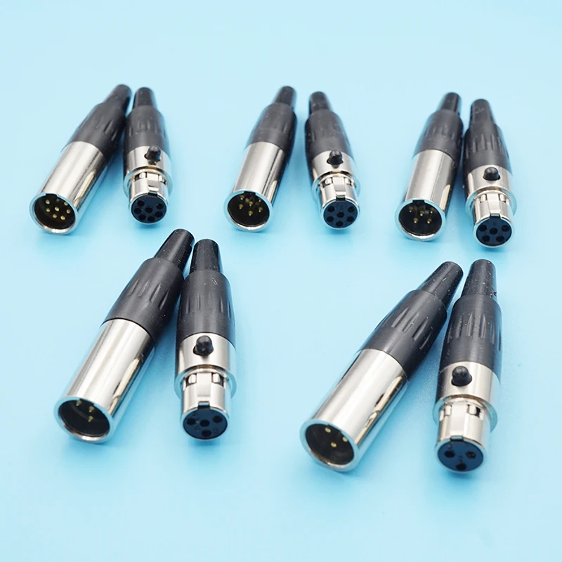 

100pcs Mini Xlr Mic Microphone Cannon Plug 3/4/5/6/7Pin Female Male Plug Small Xlr Microphone Connector Socket Adapter Silver