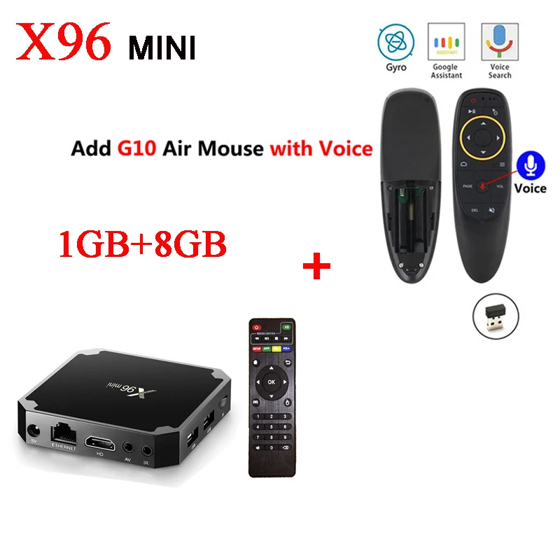 X96 мини-приставка Android 7,1 коробка Android Amlogic S905W четырехъядерный ARM Cortex A53 2GHz WIFI2.4G HDMI2.0 4K медиаплеер - Цвет: 1GB 8GB G10s