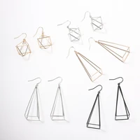 europe and america minimalist punk earrings set for women geometric 3d triangle hollow polygon earrings party jewelry