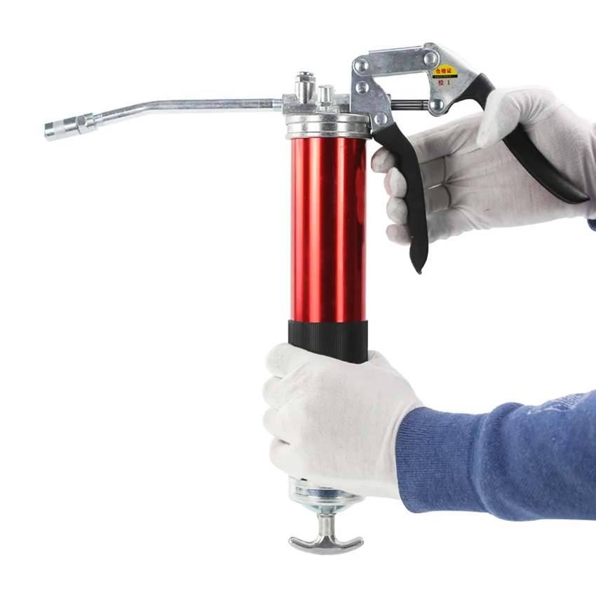 

Heavy Duty Professional Pistol Grip Grease Gun with Flexible Hose, Extension Rigid Pipe, 500cc Grease Gun Kit, Red