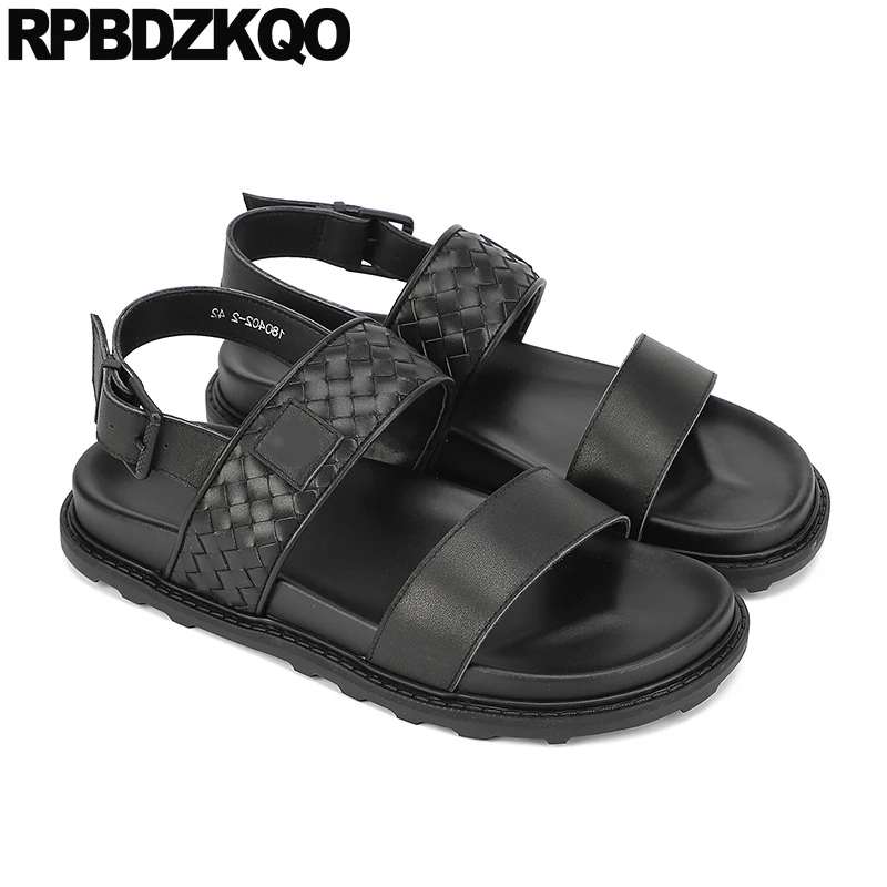 Сланцы мужские из натуральной кожи шлепанцы дышащие без застежки на платформе