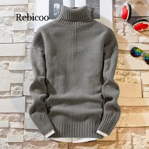 Cashmere Pullover Men New Fashion Turtleneck Thick Warm Sweater Autumn Winter Mens Sweaters Casual Men's Knitted | Мужская одежда